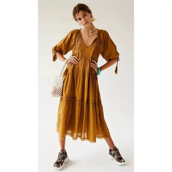 free people black celestial skies midi dress - Picture 2 of 7